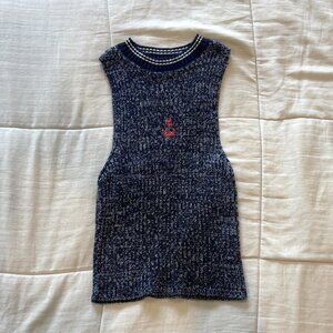 ASOS DESIGN knit cami top with trim and embroidered anchor detail in twist yarn